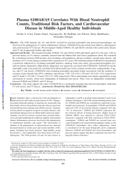Plasma S100A8/A9 Correlates With Blood Neutrophil Counts