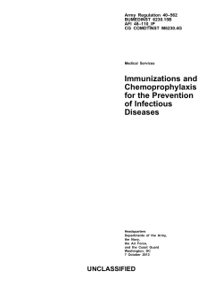 Immunizations and Chemoprophylaxis for the
