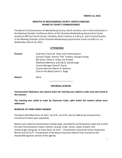 MARCH 16, 2016 1 MINUTES OF MECKLENBURG COUNTY