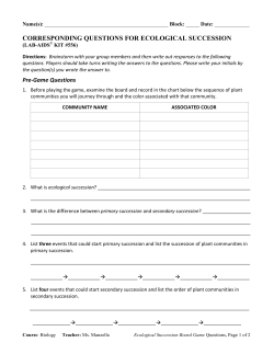 Ecological Succession Board Game - Questions