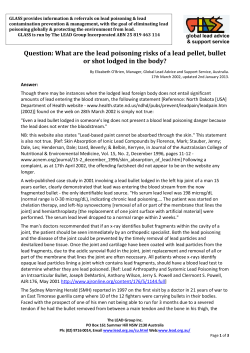 Question: What are the lead poisoning risks of a