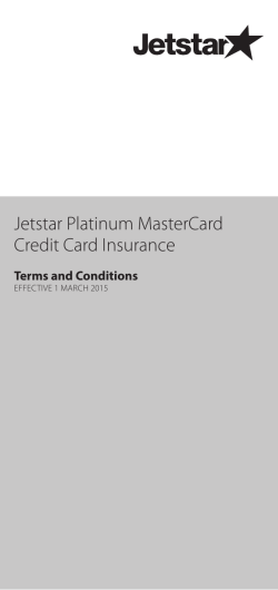 Jetstar Platinum MasterCard Credit Card Insurance