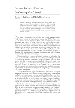 Confronting Africa`s Sobels - Strategic Studies Institute