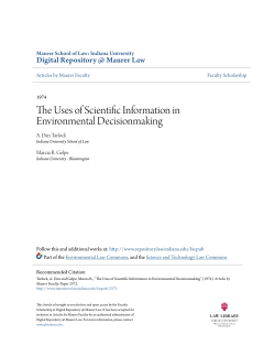 The Uses of Scientific Information in Environmental Decisionmaking