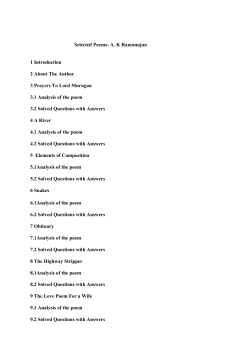 Selected Poems- A. K Ramanujan 1 Introduction 2 About The Author