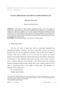 CLITICS, PROCEDURAL ELEMENTS AND SPANISH SYNTAX