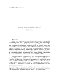 The Status of Onsetless Syllables in Kikerewe