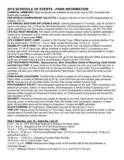2015 schedule of events – park information