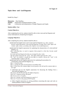 S1 Topic 13 Topic: Stem - and