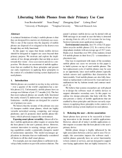 Liberating Mobile Phones from their Primary Use Case