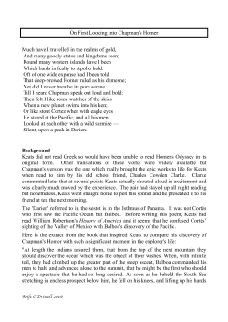 Keats, On First Looking Into Chapman`s Homer AND