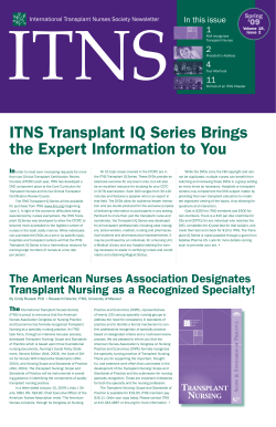 ITNS Transplant IQ Series Brings the Expert Information to You