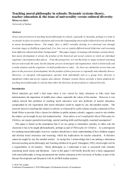 Teaching moral philosophy in schools: Dynamic systems theory