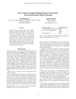 Part of Speech Tagging Bilingual Speech Transcripts with