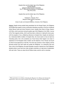 Genghis Khan and the Golden Age of the Philippines By Max