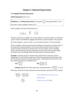 Chapter 5. Rational Expressions