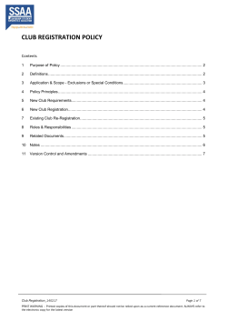 club registration policy - UNIONE