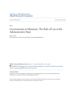 Governments in Miniature: The Rule of Law in the Administrative State