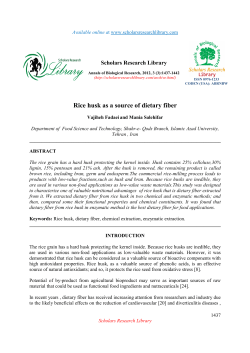 Rice husk as a source of dietary fiber