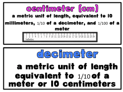 a metric unit of length equivalent to 1/10 of a meter or 10 centimeters