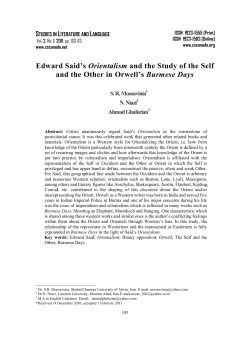 Edward Said`s Orientalism and the Study of the Self and