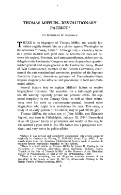 THOMAS MIFFLIN-REVOLUTIONARY