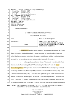 DECLARATION OF MARK CALVERT OF CASCADE