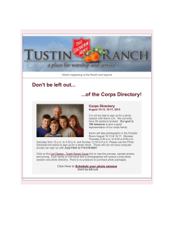 Don`t be left out... ...of the Corps Directory!