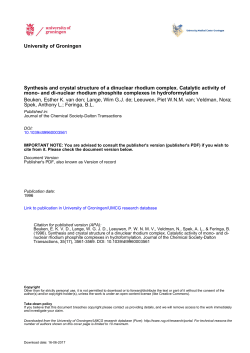 University of Groningen Synthesis and crystal structure of a