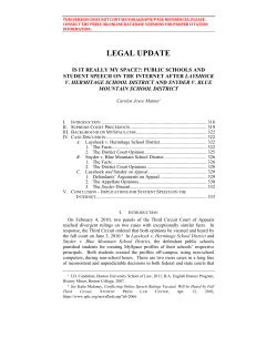Public Schools and Student Speech on the Internet After Layshock v