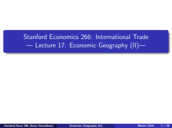 Lecture 17: Economic Geography (II)