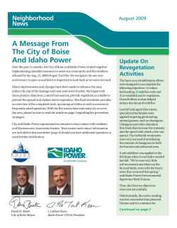 A Message From The City of Boise And Idaho Power