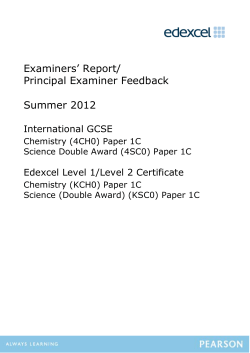 Examiner report - Paper 1C - June 2012 - Edexcel