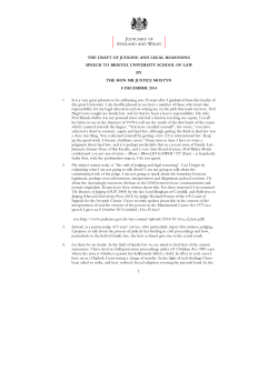 Speech by The Hon. Mr Justice Mostyn: The Craft of Judging and