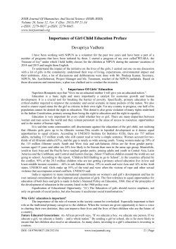 Importance of Girl Child Education Preface Devapriya Vadhera