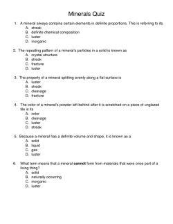 Minerals quiz - Plain Local Schools