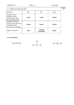 CHEM1901/3 2003-J-4 June 2003 &bull; Complete the following table. 3