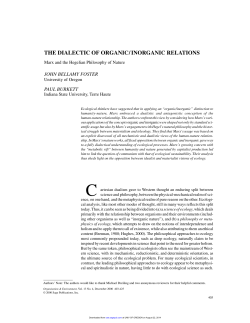 the dialectic of organic/ inorganic relations