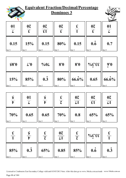 Equivalent Fraction/Decimal/Percentage Dominoes 3 7 10 0.15 3 20