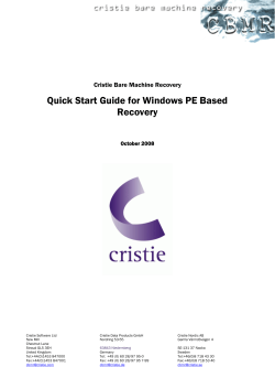 Quick Start Guide for Windows PE Based Recovery