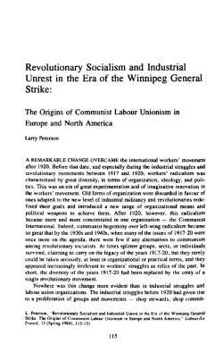 Revolutionary Socialism and Industrial Unrest in the Era of the