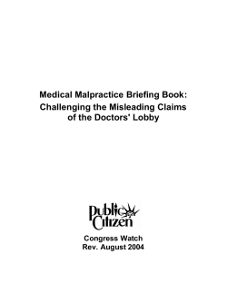 Medical Malpractice Briefing Book