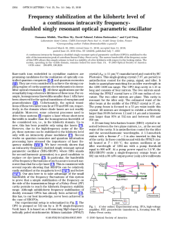 Frequency stabilization at the kilohertz level of a continuous