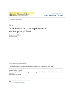 Nationalism and state legitimation in contemporary China