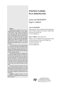 STRATEGIC PLANNING IN US MUNICIPALITIES James