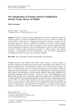 The Organization of Factions: Interest Mobilization and the Group