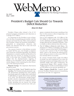 President`s Budget Cuts Should Go Towards Deficit Reduction