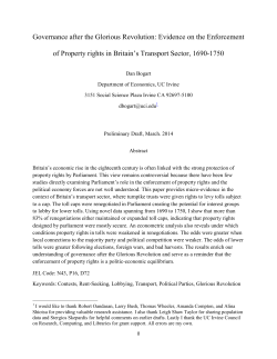 Governance after the Glorious Revolution