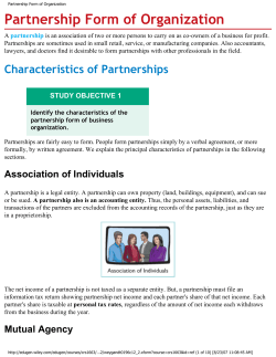 Partnership Form of Organization