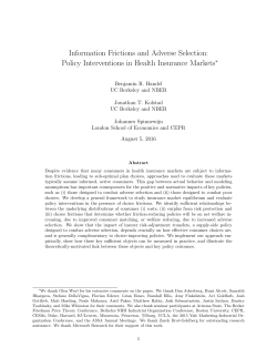Information Frictions and Adverse Selection: Policy
